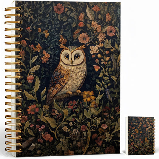 Journaling Notebooks for Women, William Morris Abstract Floral Notebook - Vintage Owl Notebook Journal Gifts, Lined Paper, A5 Spiral Journal Notebook Office Supplies Gifts for Women Birthday Graduation Christmas (Owl)