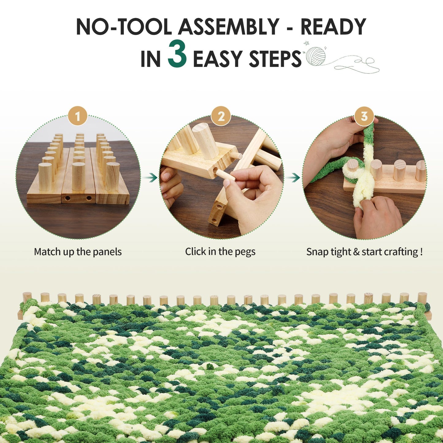 Zlshmoee 64 Inch Chunky Blanket Loom for DIY Throw Blankets, Adjustable Hand Weaving Frame for Teens & Adults, No Needles Required, Beginner Friendly Craft Tool for Hand Knitting Yarn Chunky Projects