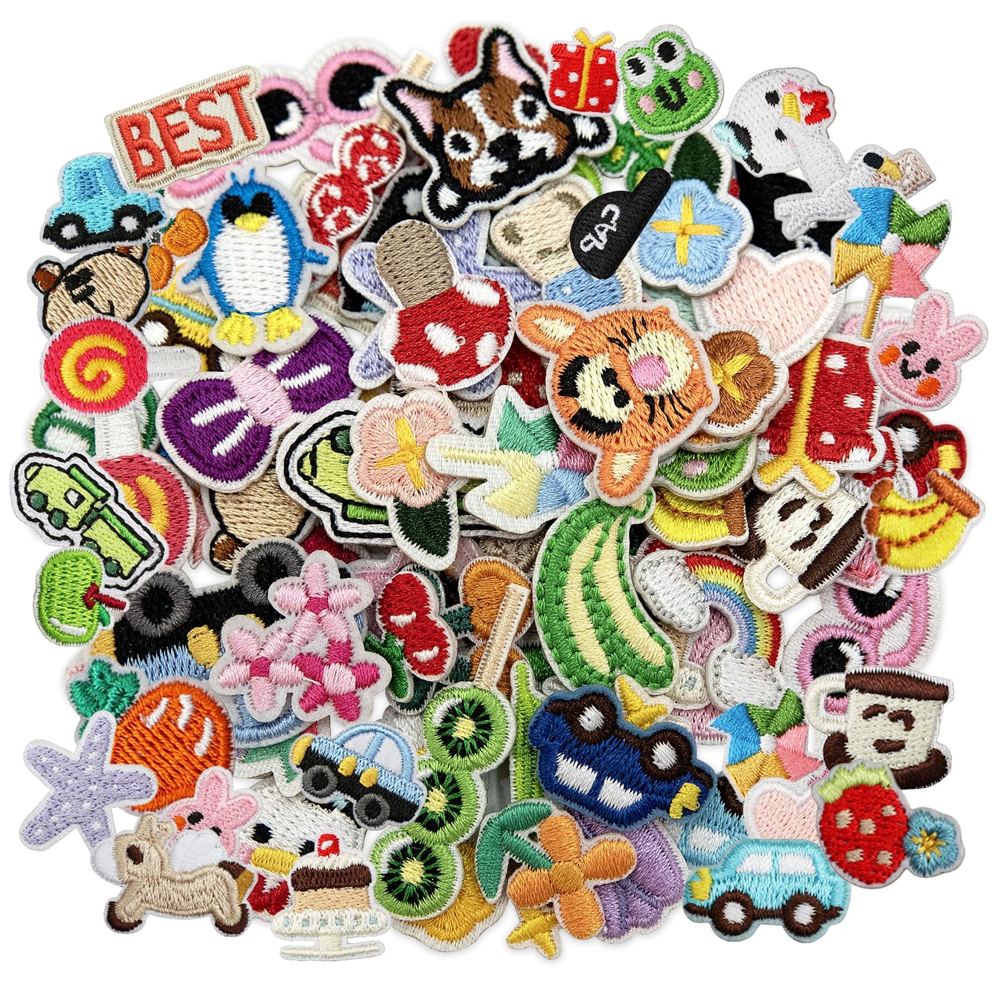 Acrebow 67 Pcs Small Iron On Patches Random Assorted Embroidered Applique Sew On Mini Cartoon Patches for Kids Clothes Fabric Crafts Clothing Jeans Hats Jackets Backpacks Bags for Children Toddler