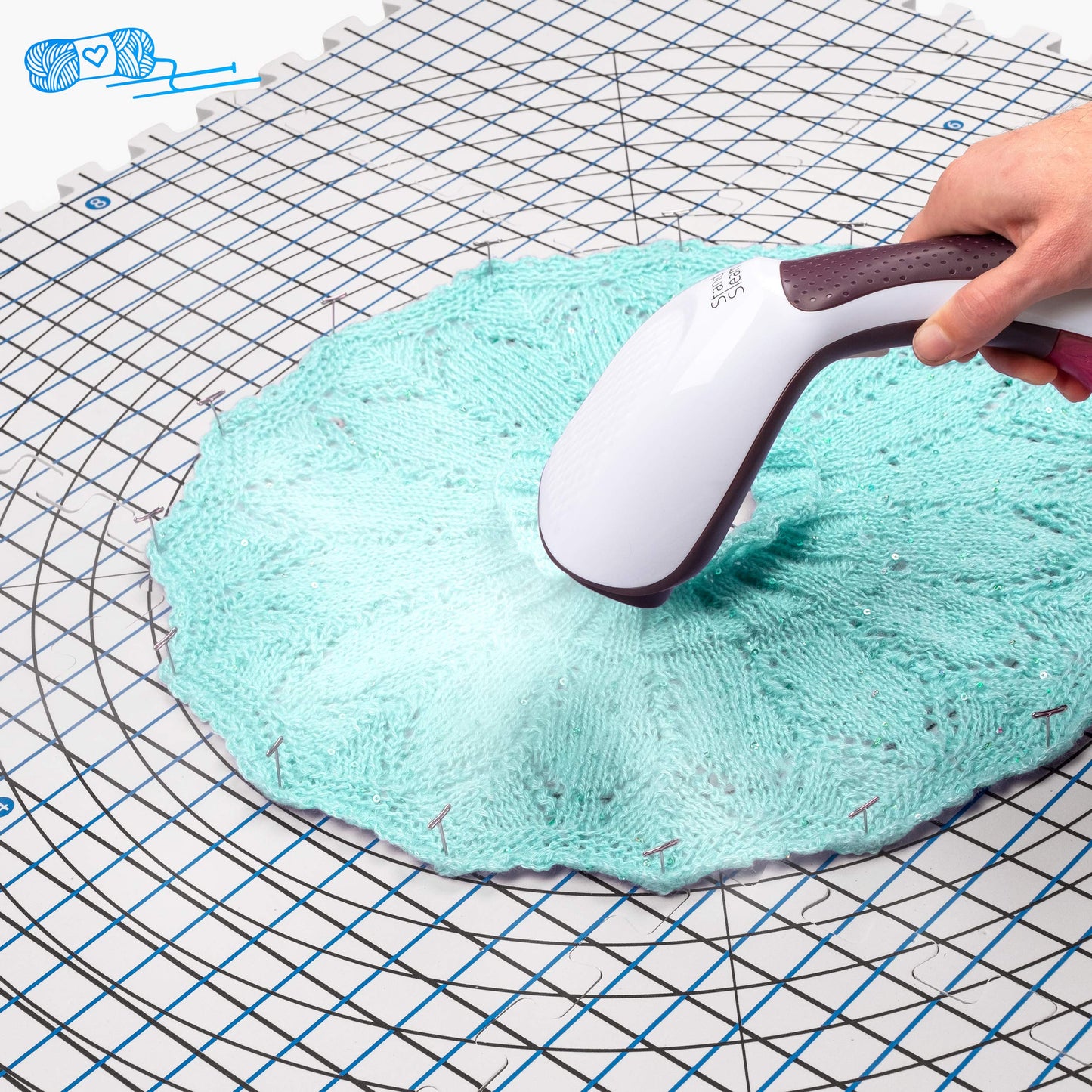 Extra Thick Blocking Mats for Wet and Steam Blocking - Includes Pack of 9, 100 T Pins, 10 Pin Blocker and Storage Bag