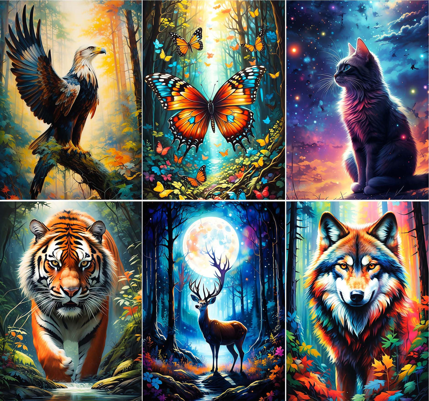 UiSdfuy Diamond Art Kits Crafts DIY 5D Diamond Art Packs Kits Full for Adults Beginner,Home Wall Decoration Gift 11.8x15.7inch (6 Pack Wild Animal)