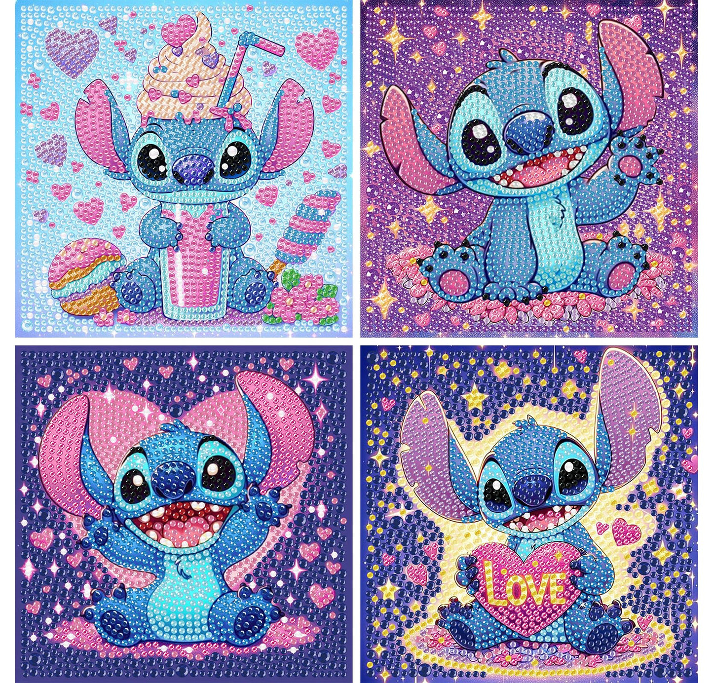 KOJEFCV 4 PCS Diamond Art Painting Kits for Kids,Cartoon Diamond Art for Kids Ages 4-8-12,Cartoon Gem Kit Crafts Beginners for Gift Home Wall Decor(6x6inch)