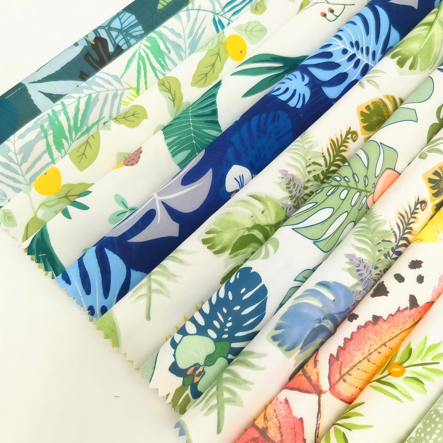 iMZOON 22Pcs 10" Fabric Squares No Repeat Precut Cotton, Wavy Edge Quilting Supplies, Perfect DIY Sewing Supplies Leaf Green Patchwork