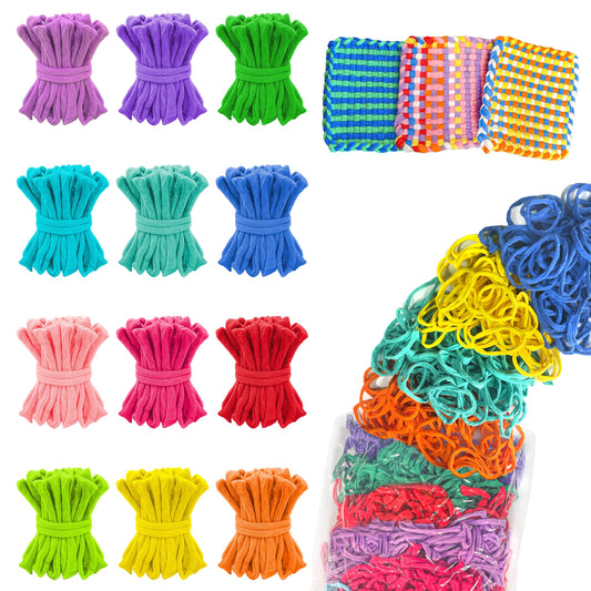 LINAYE 1000 PCS Loom Refill Loops, 12 Color Weaving Loom Refill Loops Kit for Potholder 6” 7” Size Pot Holder Loom Art and Crafts DIY Supplies for Adults Teens