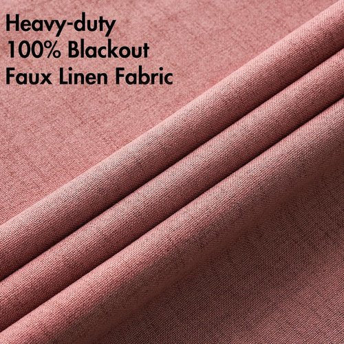 MIULEE Blackout Linen Textured Curtains - Thermal Insulated Dusty Rose Drapes | Luxury Room Darkening 42 x 90 Inch (2 Panels)