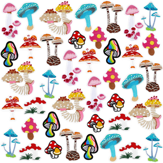 40 Pcs Mushroom Iron on Patches for Clothing 10 Styles Cute Mushroom Embroidered Sew Applique Repair Patches for DIY Jeans Jackets Backpacks Hat Sewing Craft Decoration