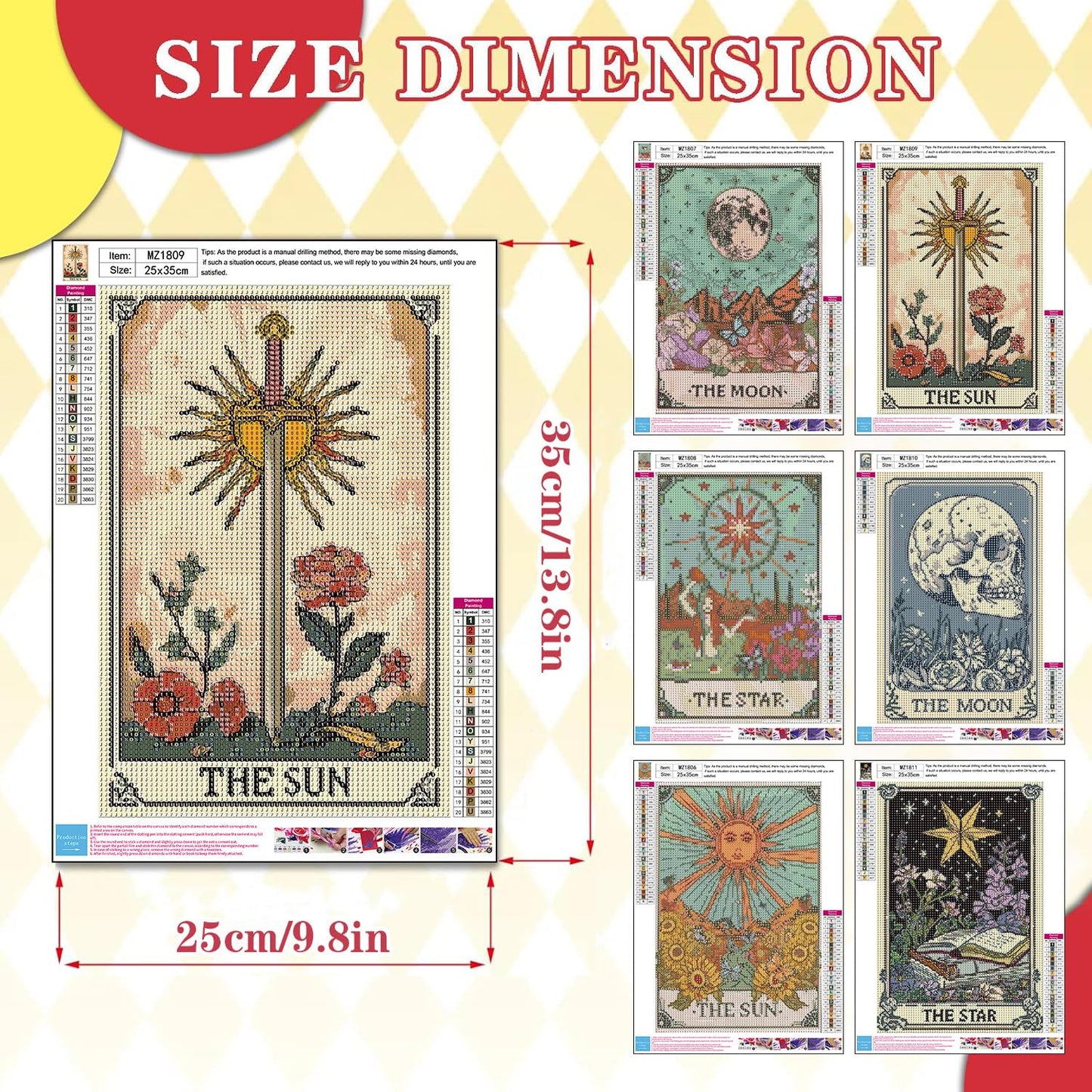 igoodom 6 Pack Diamond Art Kits for Adults, Diamond Painting Kit, Full Drill Round Diamond Art Kits, DIY Gem Art and Crafts for Home Wall Decor Gift 9.8x13.7inch