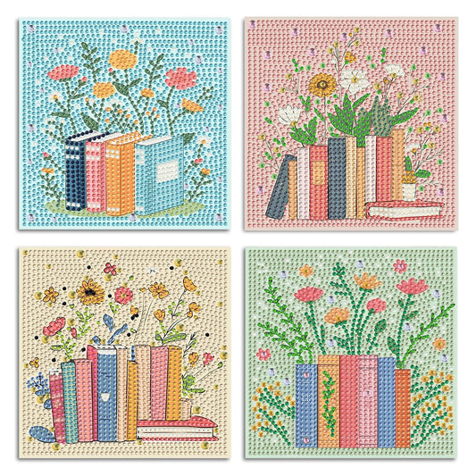 ICYANART 4 Pack Book Diamond Art Painting Kits for Kids, Cute Gem Art Kit for Kids Ages 6-8-12, Small Diamond Art for Kids Easy Handmade Gifts and Home Wall Decor 7x7inch