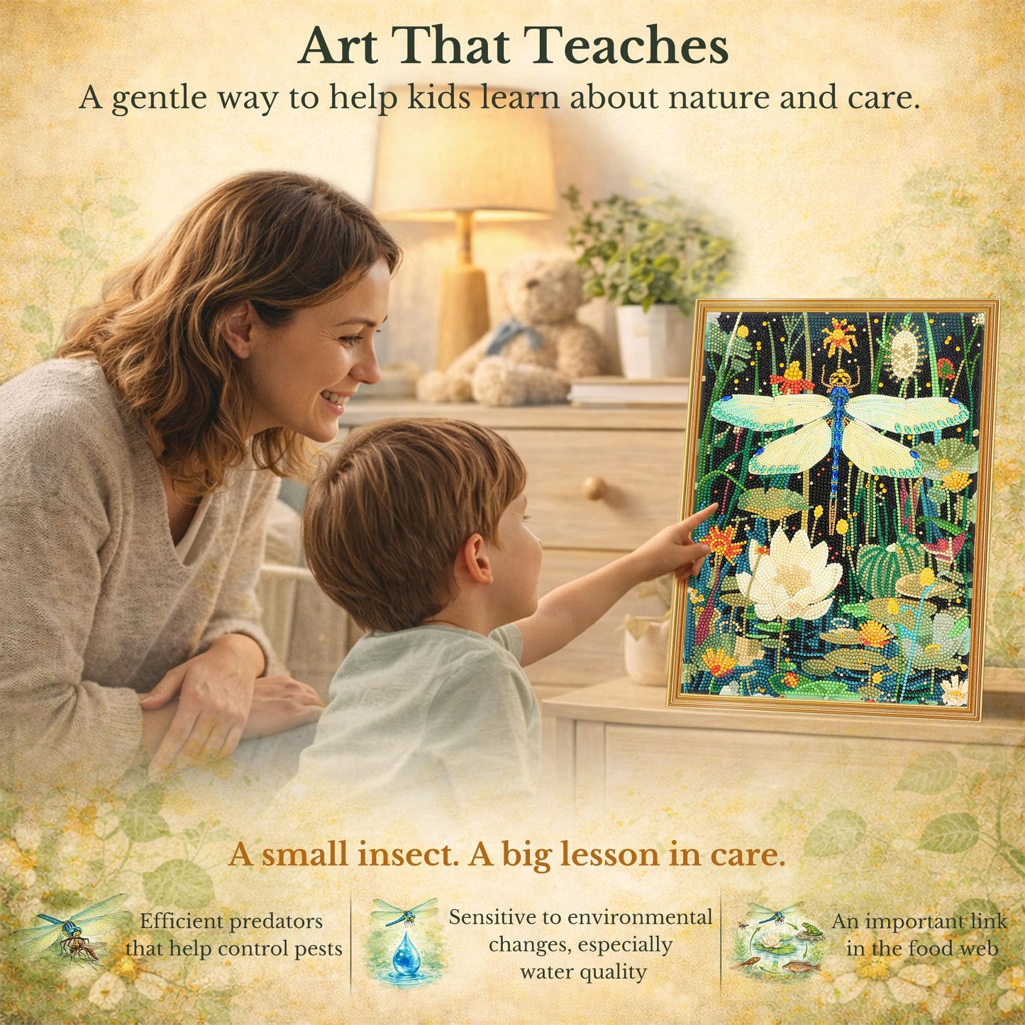 DIAMONDOUBLE Spring Summer Diamond Art Kits for Adults, 12x16 5D Full Drill Diamond Painting on Velvet Canvas, Dragonfly Design with Mixed Acrylic & Special Shape Diamonds, DIY Paint by Diamonds