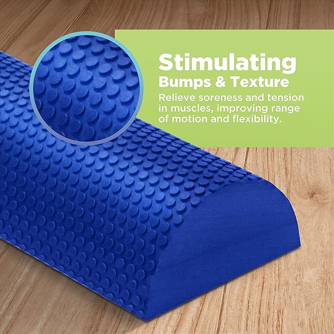 Bean Products High-Density EVA Foam Rollers | Deep Tissue Massager | Myofascial Release Textured Bumps | 18??Half Roller | Made in The USA