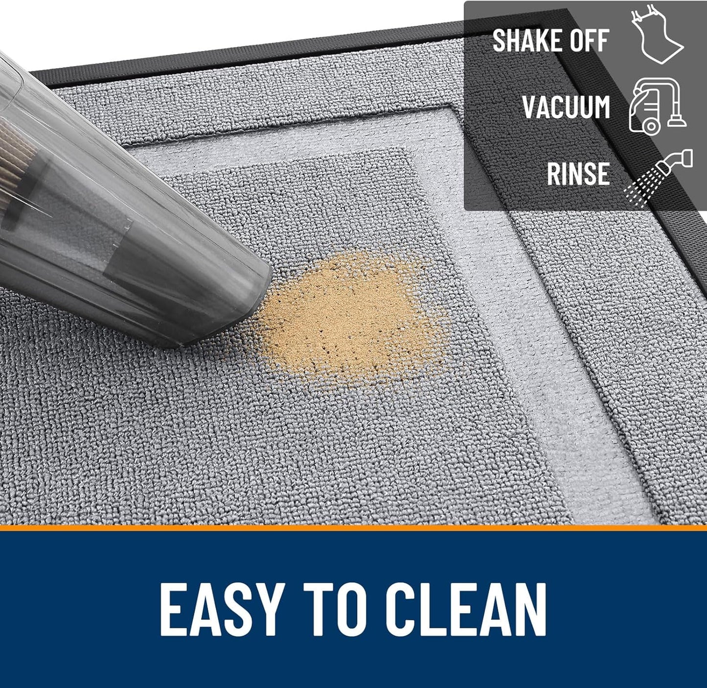 OLANLY Waterproof Front Door Mat - All-Season Indoor/Outdoor Doormat, Easy Clean, 71x23, Silver Gray