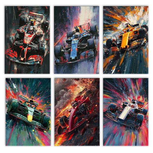 Aihonmin Racing Cars Cross 6 Pack Paint by Numbers for Adults Beginner Graffiti Racing Oil Painting Kits on Canvas with Brushes Acrylic Painting DIY Paintwork Home Decor Gifts 8x11.8 Inch (Frameless)
