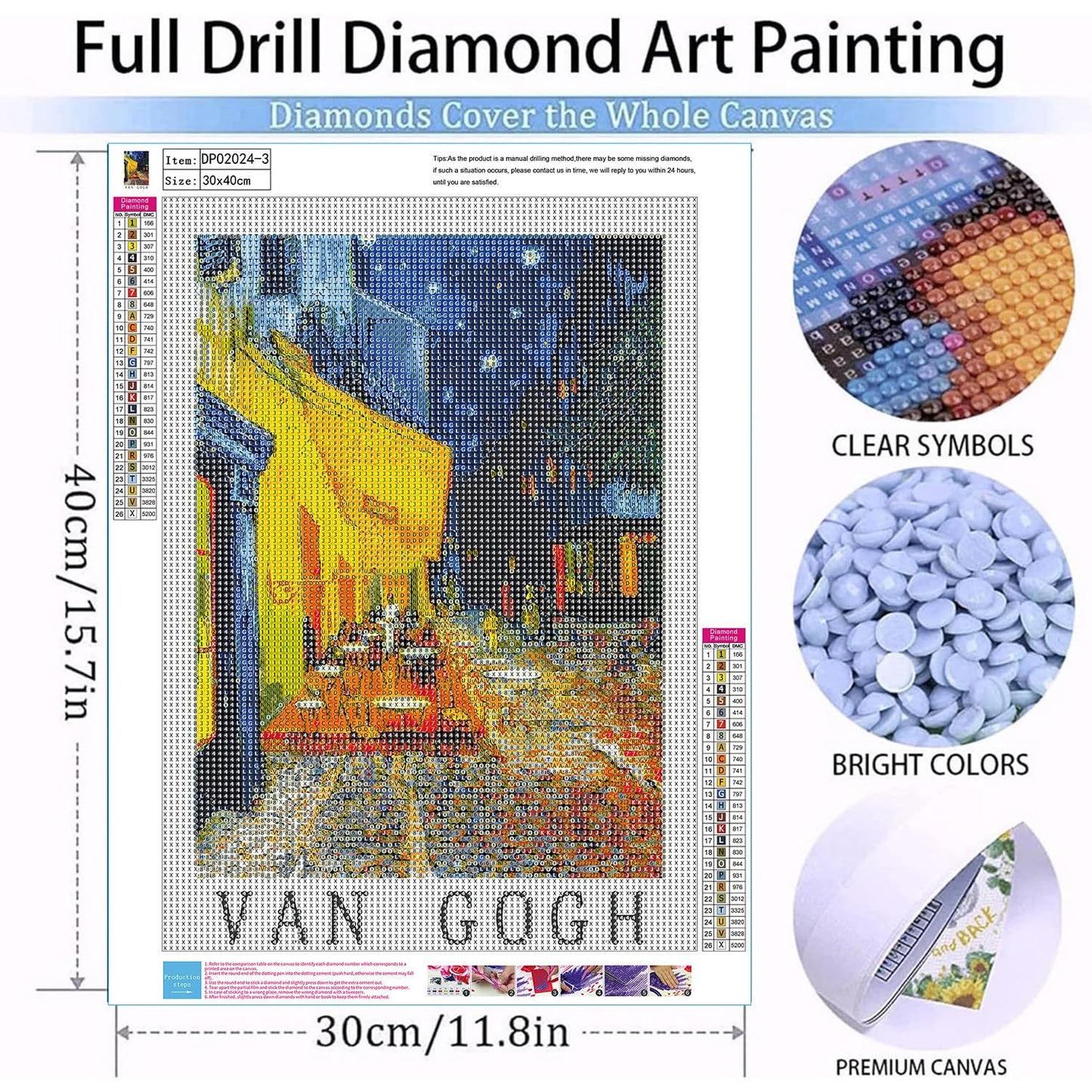 Diamond Painting Kits for Adults - 8 Pack Van Gogh Sunflower Irises Café Terrace at Night DIY 5D Diamond Art Kits Full Drill Diamond Dots Paintings with Diamonds Gem Art and Crafts Home Decor 12x16 in