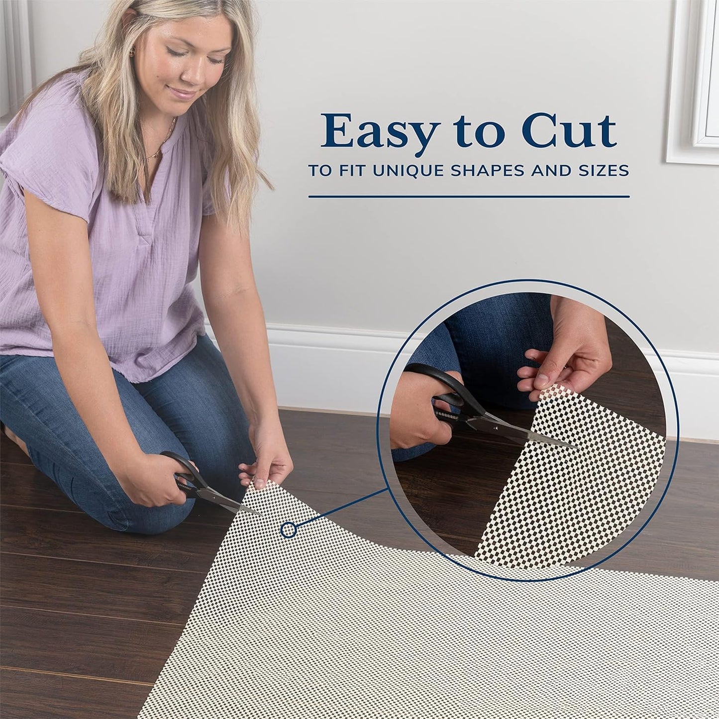 Veken Rug Gripper Pad - Non-Slip 2x4 Ft Area Rug Pad for Hardwood & Tile Floors | Anti-Skid Mat
