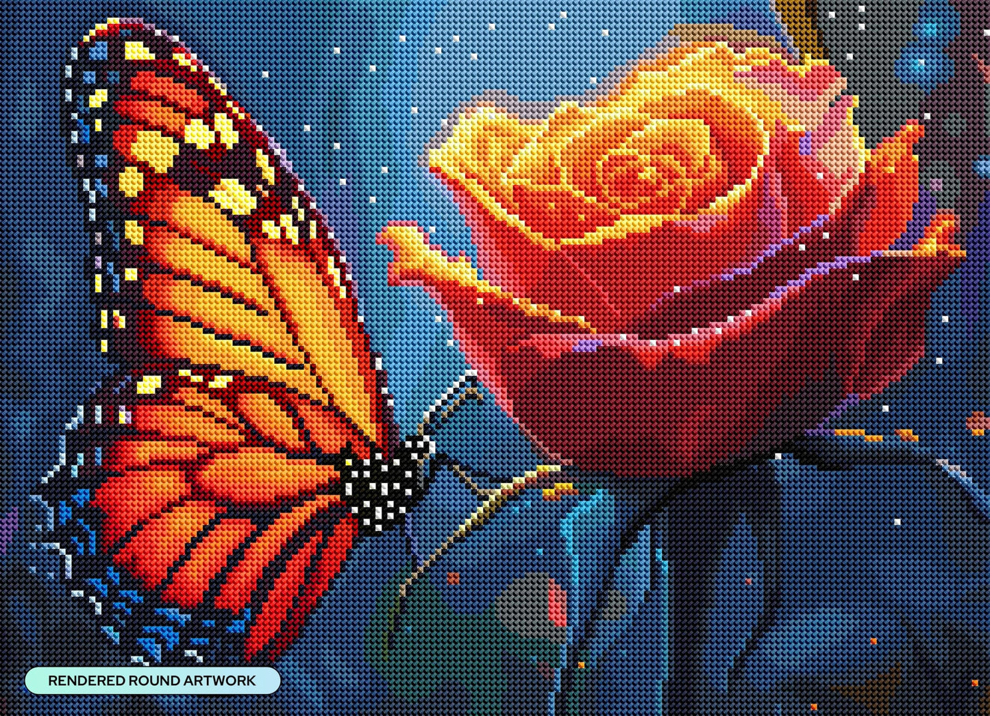 DIAMOND ART CLUB Glowing Monarch Diamond Painting Kit, Fun DIY Crafts for Adults, Round Diamond Art Canvas, 18" x 13" (45.7 cm x 33 cm)