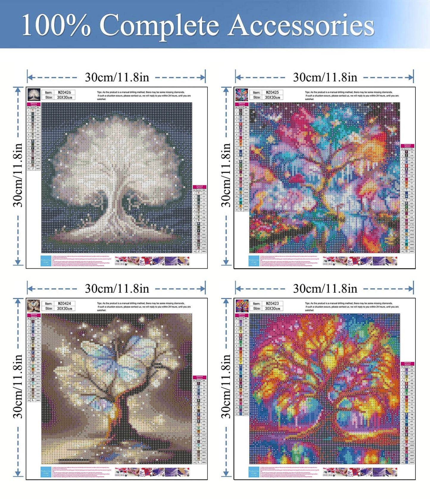 Meothan Diamond Art Kits for Adults, 4 Pack Diamond Painting Kits for Adults, 5D Round Full Drill Paint with Diamond Dots Art Crafts Painting Kit for Home Wall Decor Gift 12x12in (Tree of Life)