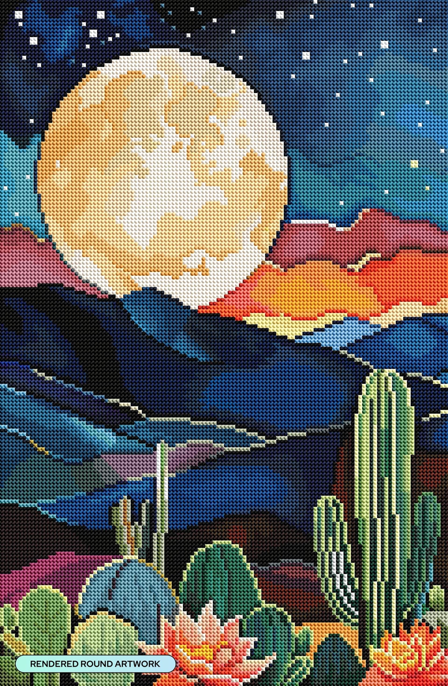 DIAMOND ART CLUB Night in New Mexico Diamond Painting Kit, Fun DIY Crafts for Adults, Round Diamond Art Canvas, 13" x 20" (33 cm x 50.6 cm)
