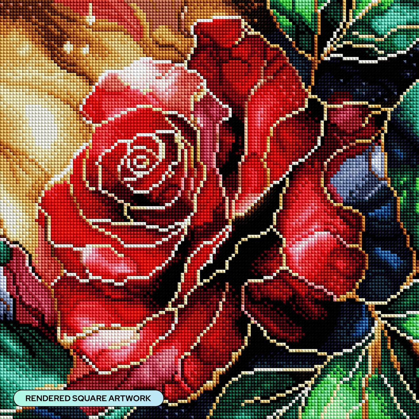 DIAMOND ART CLUB Magical Red Rose Diamond Painting Kit, Fun DIY Crafts for Adults, Square Diamond Art Canvas, 13" x 13" (32.9 cm x 32.9 cm)