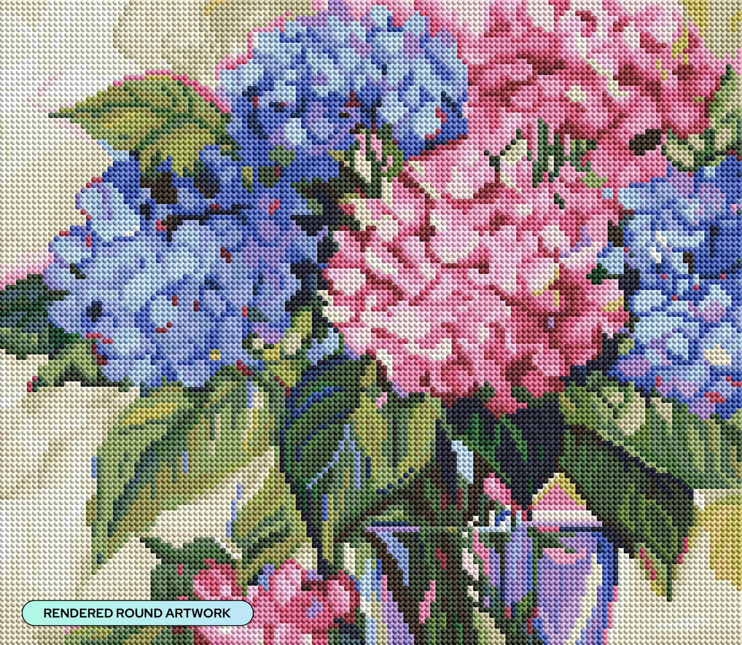 DIAMOND ART CLUB Hydrangeas Diamond Painting Kit, Fun DIY Crafts for Adults, Round Diamond Art Canvas, 15" x 13" (38 cm x 33 cm)