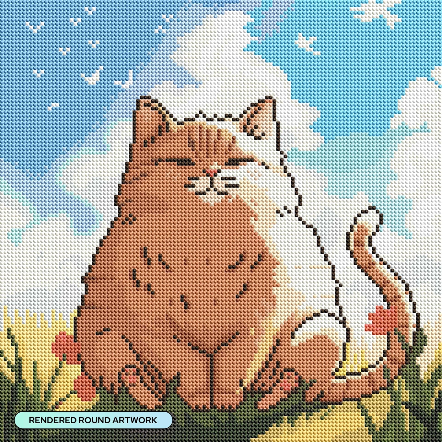 DIAMOND ART CLUB Meko the Cat Diamond Painting Kit, Fun DIY Crafts for Adults, Round Diamond Art Canvas, 13" x 13" (33 cm x 33 cm)